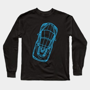 Rapid Blue C8 Corvette racecar Silhouette Outline Amplify Orange Supercar Sports car Racing car Long Sleeve T-Shirt